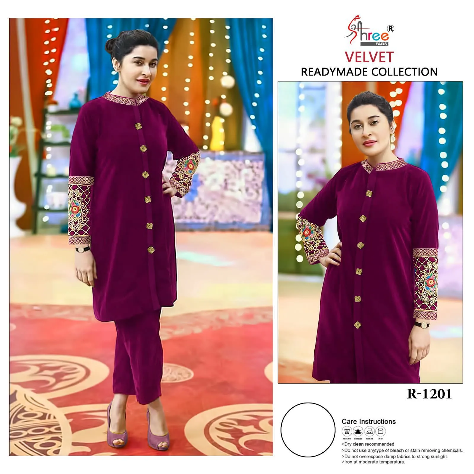 Shree Fabs R 1201 Series Readymade Velvet Suits (1150x3)