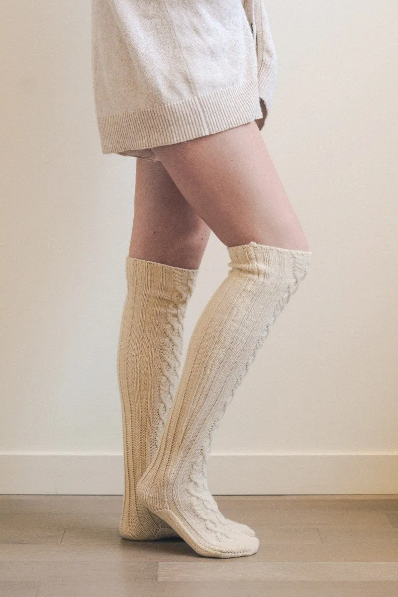 Stretchable Stylish Cozy Knee High Cable Knit Fashion Socks