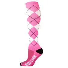 Trend Neon Pink Argyle Athletic Knee High Socks (Medium)