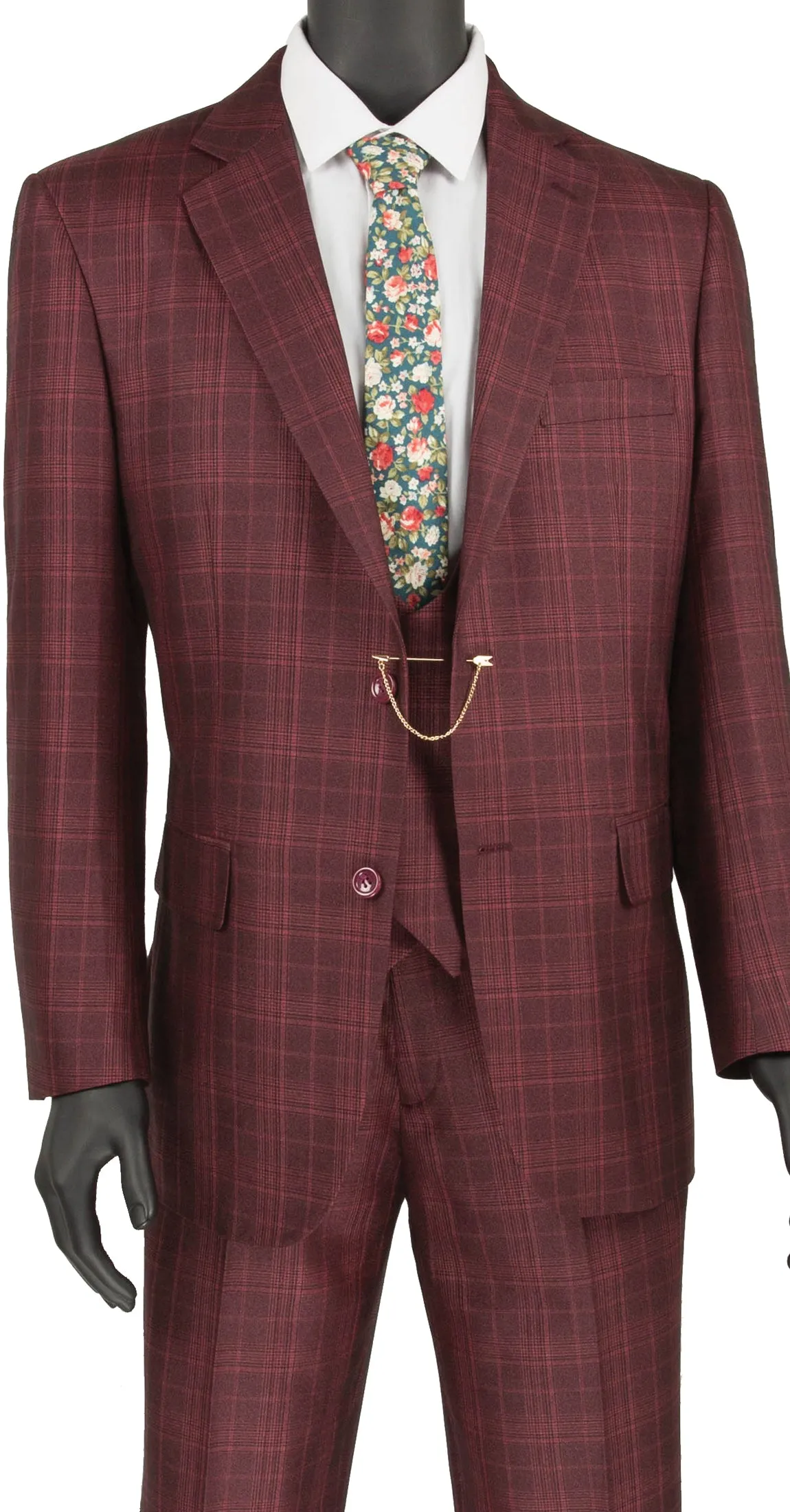 Vinci  V2RW-7-BUR  Mens Suit