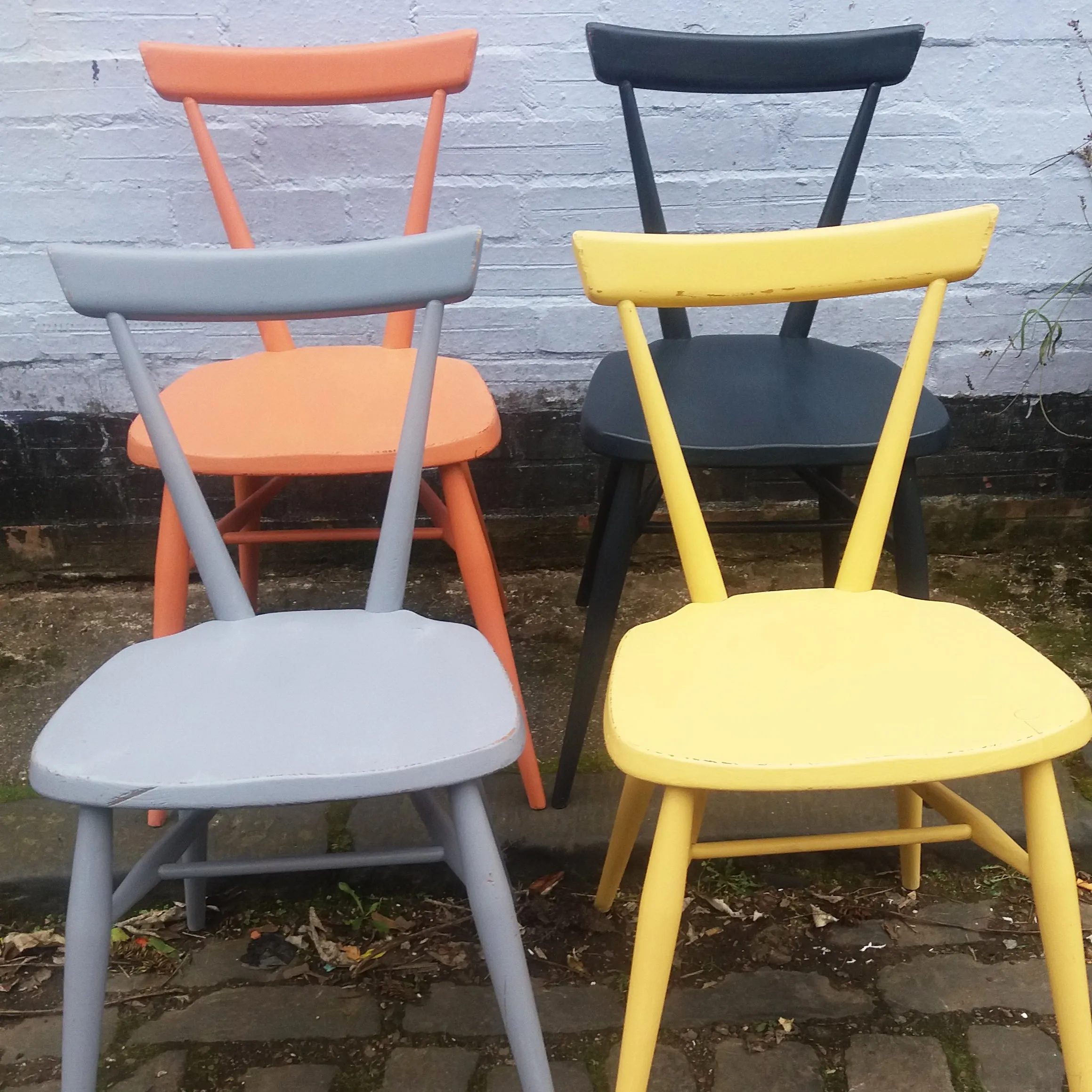 Vintage children's Ercol chairs painted in Miss Mustard Seed Milk Paint