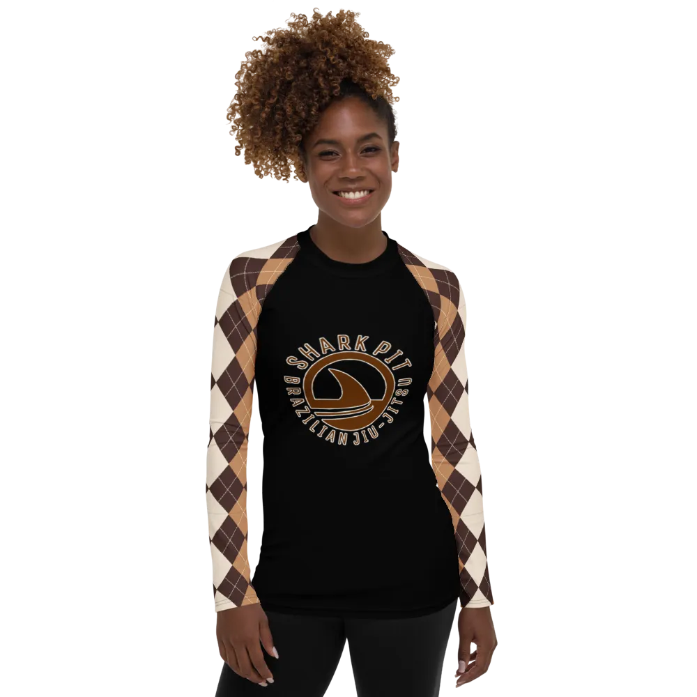 Women's Brown Argyle Shark Pit Rash Guard