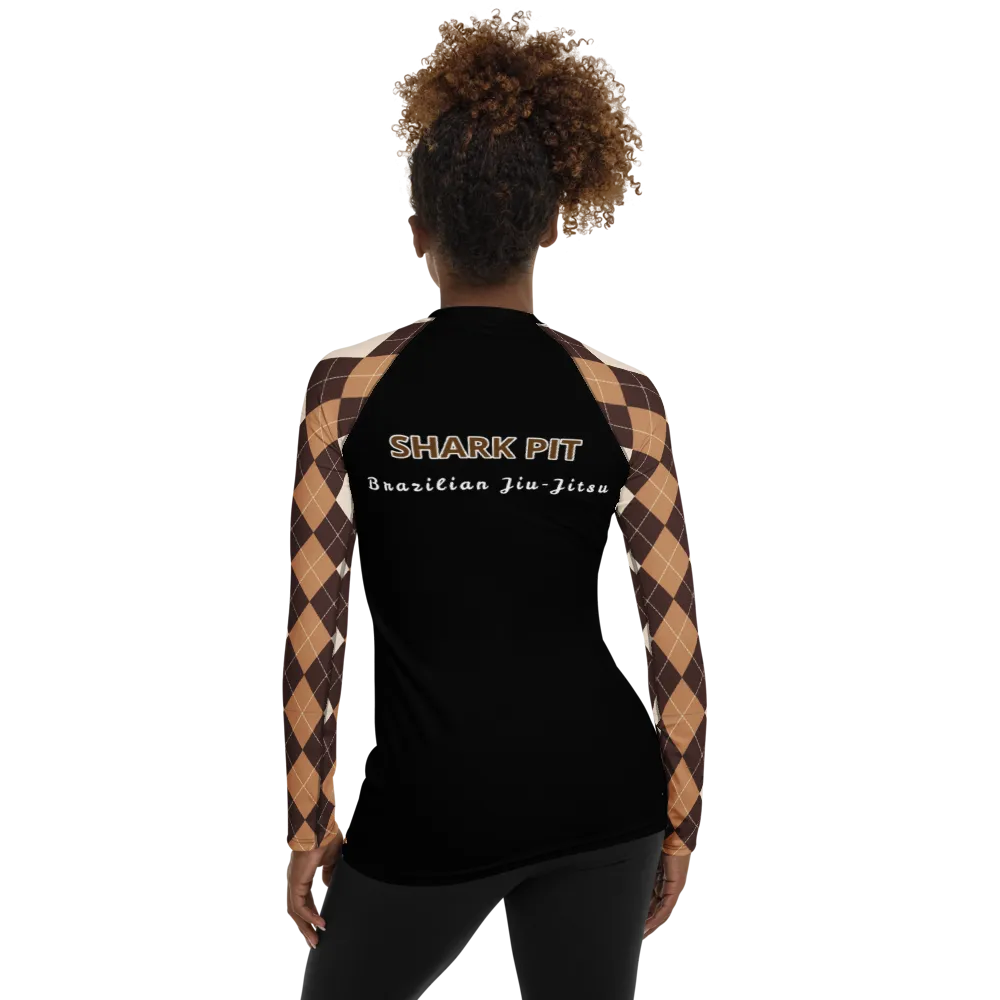 Women's Brown Argyle Shark Pit Rash Guard